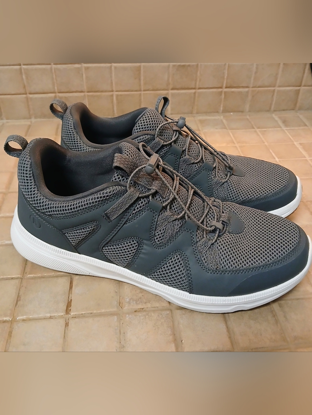 Lands' End Men's Dark Gray Mesh Water Sneakers with White Sole